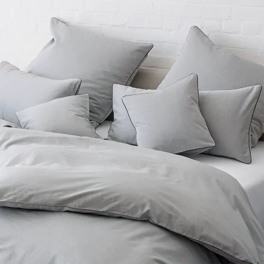 Herringbone Bettwaesche Grau